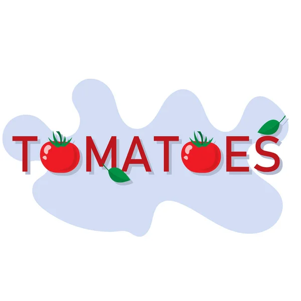 Томатос. Рекламный знак с иллюстрацией свежих овощей и трав. Вектор — стоковый вектор