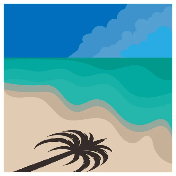 Wild sandy beach on the island. Ocean waves. — Stock Vector
