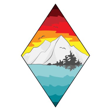 Gün batımında ya da şafakta dağlarda. Vektör kutup buzu