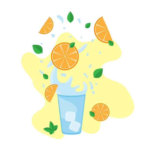 Estilo de vida saudável. Cocktail ou suco de frutas de laranja. Vetor . — Vetor de Stock