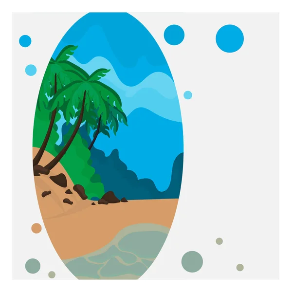 Wild sandy beach on the island. Sea bay. — Stock Vector