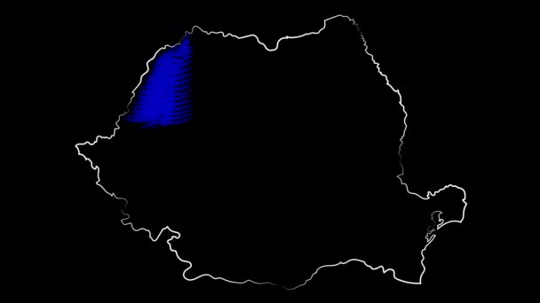 Румунія розфарбувала карту і прапор. Дизайн руху. — стокове відео