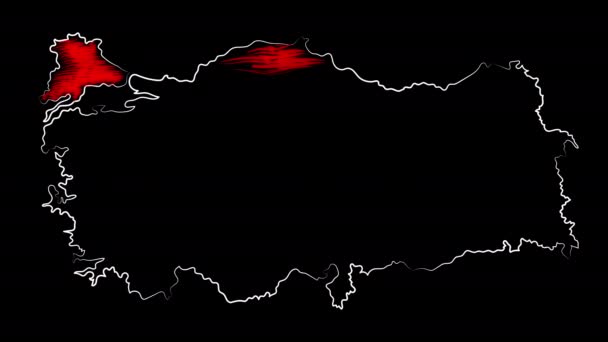 Ancara Turquia colorir o mapa e bandeira. Desenho de movimento . — Vídeo de Stock