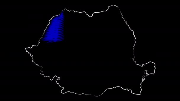 Timisoara Roménia colorir o mapa e bandeira. Desenho de movimento . — Vídeo de Stock