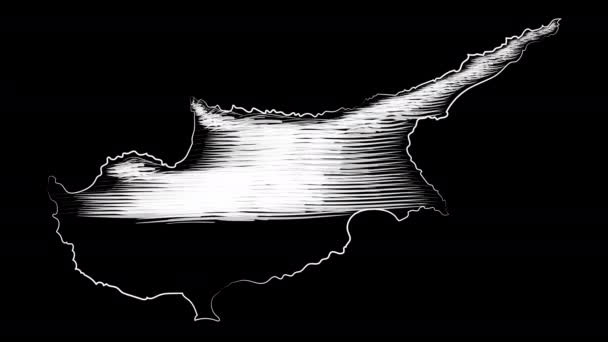 キレニアキプロスは地図と旗を着色する。モーションデザイン. — ストック動画