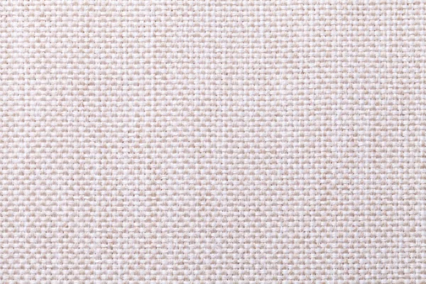白色和米色纺织背景与方格图案，特写。结构的织物宏. — 图库照片