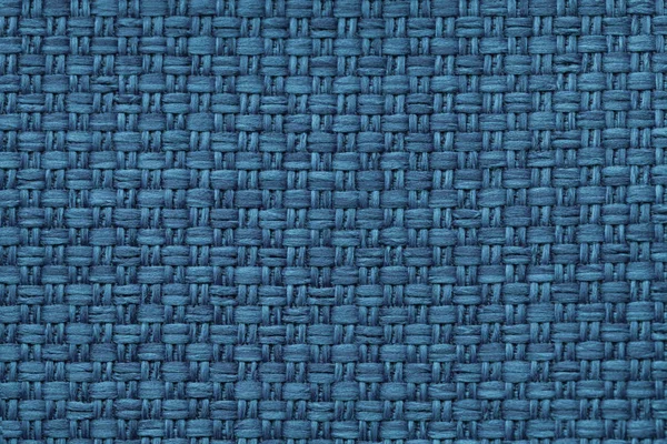 Marinblå bakgrund med rutigt mönster, närbild. Struktur av makrot tyg. — Stockfoto