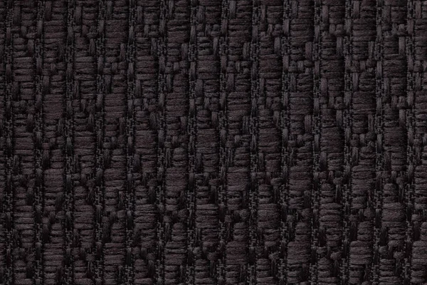 Czarny sweter wełniany tło z wzorem miękkie, miękkie tkaniny. Tekstura włókienniczych zbliżenie. — Zdjęcie stockowe