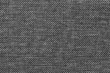 Koyu gri arka plan yoğun dokuma kumaş, closeup torbalama. Tekstil makro yapısı.