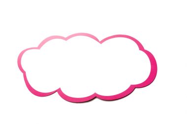 Speech bubble as a cloud with pink border isolated on white background. Copy space clipart
