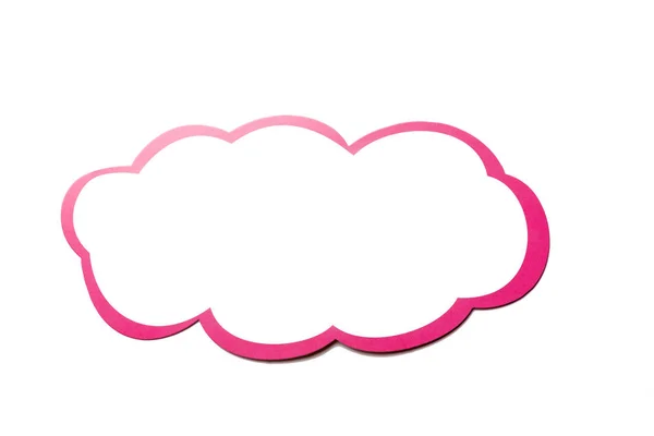 Speech bubble as a cloud with pink border isolated on white background. Copy space — Stock Photo, Image