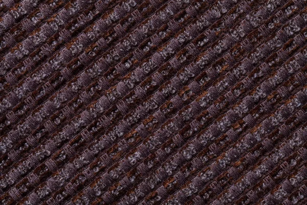 Dunkelbrauner Hintergrund aus kariertem Textilmuster, Nahaufnahme. Struktur des Flechtstoffmakros. — Stockfoto