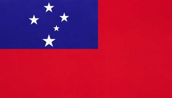 Independent State of Samoa national fabric flag, textile background. — Stock Photo, Image