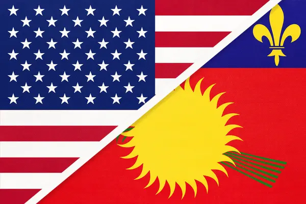 Bandiera nazionale USA contro Guadalupa. Rapporti tra due paesi . — Foto Stock