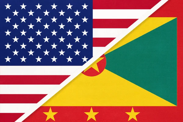 Національний прапор Уса проти Гренади. Відносини між двома країнами. — стокове фото