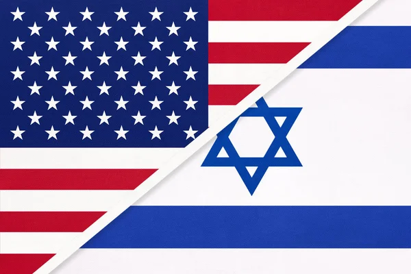 Bandiera nazionale USA-Israele da tessile. Rapporto tra due paesi americani e asiatici . — Foto Stock