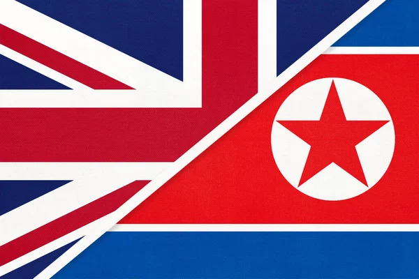 Förenade Konungariket Storbritannien Och Irland Demokratiska Folkrepubliken Nordkoreas Nationella Flagga — Stockfoto