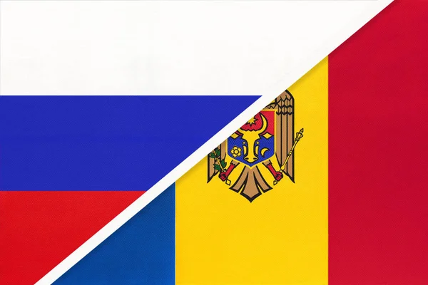 Rusko Nebo Ruská Federace Moldavská Republika Státní Vlajka Textilu Vztah — Stock fotografie