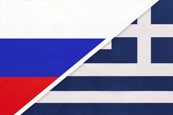 Rússia Federação Russa República Helénica Grécia Bandeira Nacional Têxteis Relação — Fotografia de Stock