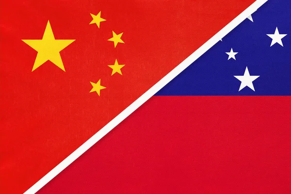 People Republic China Prc Independent State Samoa National Flag Textile — Stock Photo, Image