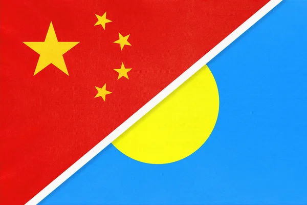 Китайська Народна Республіка Або Кнр Проти Палау Національний Прапор Текстилю — стокове фото