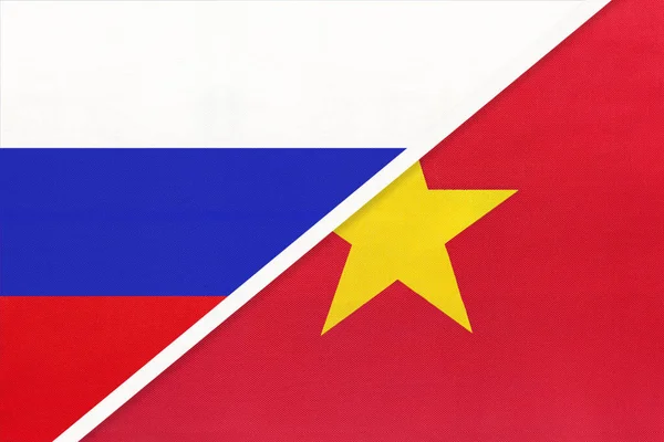 Росія Або Російська Федерація Проти Національного Прапора Єтнаму Текстилю Відносини — стокове фото