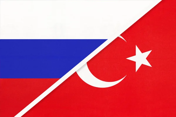 Россия Российская Федерация Против Турецкой Республики Национальный Флаг Текстиля Отношения — стоковое фото