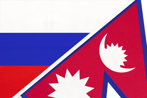 Russia Russian Federation Federal Democratic Republic Nepal National Flag Textile — Stock Photo, Image