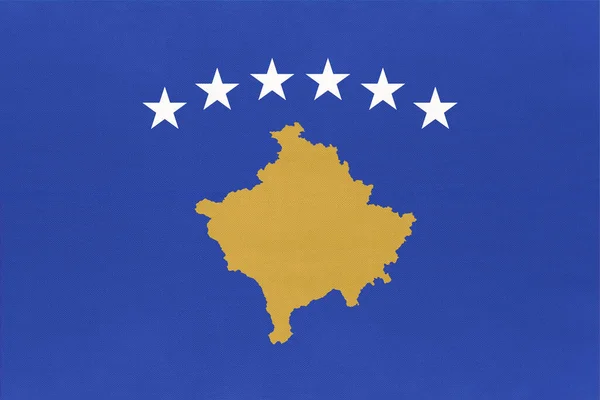 科索沃共和国国旗 纺织品背景 国际世界欧洲国家的象征 国家官员科索沃签名 — 图库照片