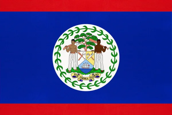 Belize Narodowa Flaga Tkaniny Tło Tekstylne Symbol Międzynarodowego Kraju Środkowoamerykańskiego — Zdjęcie stockowe