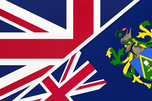 イギリスとアイルランドのイギリス対ピトケアン諸島の国旗 欧州とオセアニアの両国間の関係 パートナーシップ及び経済 — ストック写真