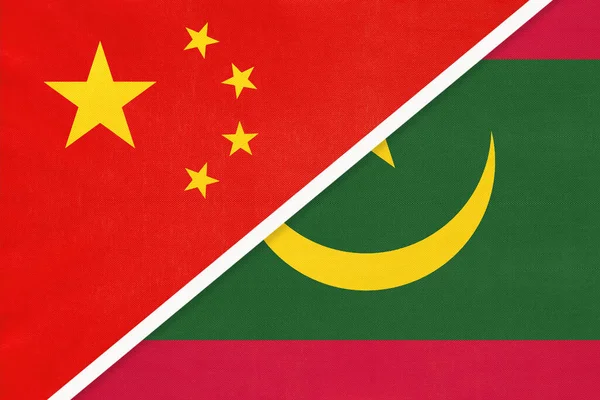 Китайська Народна Республіка Або Кнр Проти Національного Прапора Мавританії Текстилю — стокове фото