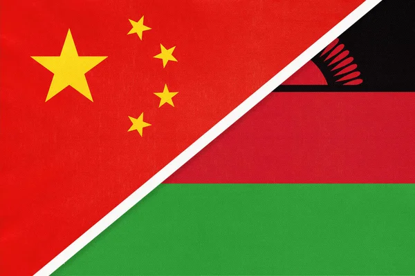 People Republic China Prc Malawi National Flag Textile Relationship Partnership — Stock Photo, Image