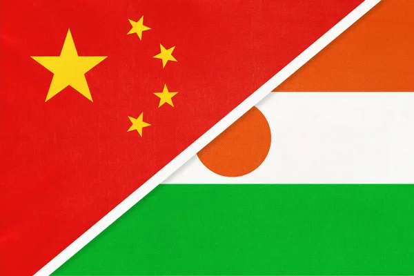 People Republic China Prc Niger National Flag Textile Relationship Partnership — Stock Photo, Image