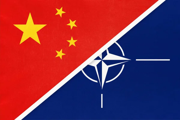 China National Fabric Flag Textile North Atlantic Treaty Organization Sign — Stock Photo, Image