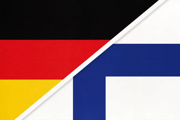 Bundesrepublik Deutschland Gegen Finnland Symbol Zweier Nationalflaggen Aus Textil Beziehungen — Stockfoto