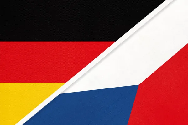 Német Szövetségi Köztársaság Kontra Cseh Köztársaság Textilből Készült Két Nemzeti — Stock Fotó