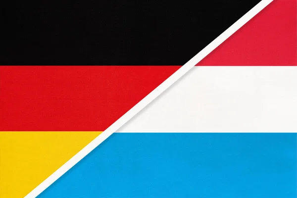 Bundesrepublik Deutschland Gegen Großherzogtum Luxemburg Symbol Zweier Nationalflaggen Aus Textil — Stockfoto