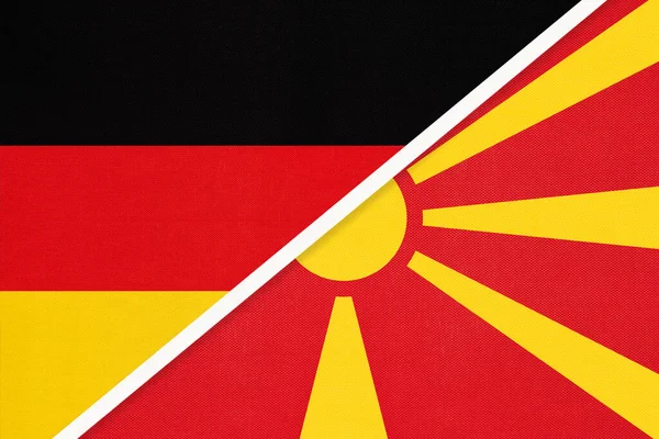 Federal Republic Germany North Macedonia Symbol Two National Flags Textile — Stock Photo, Image