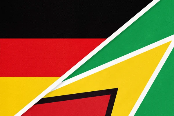 Bundesrepublik Deutschland Gegen Guyana Symbol Zweier Nationalflaggen Aus Textil Beziehungen — Stockfoto