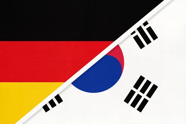 Almanya Federal Cumhuriyeti Güney Kore Karşı Tekstil Den Iki Ulusal — Stok fotoğraf