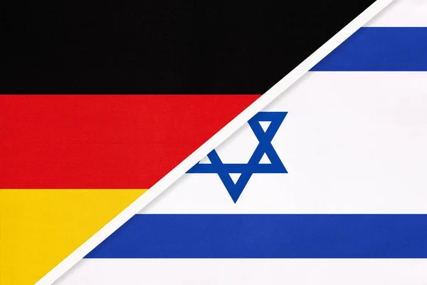 Федеративна Республіка Німеччина Проти Держави Ізраїль Символ Двох Національних Прапорів — стокове фото