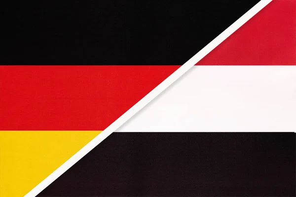 Federal Republic Germany Yemen Symbol Two National Flags Textile Relationship — Stock Photo, Image