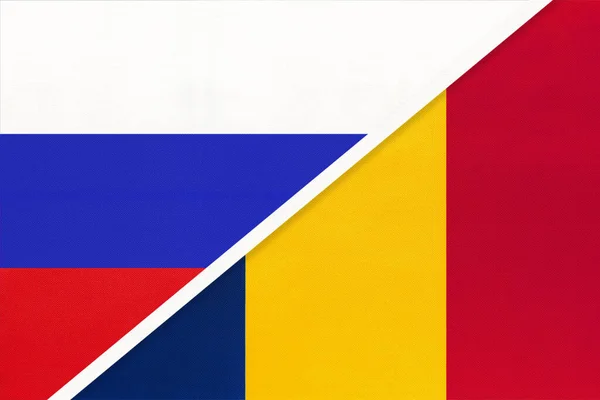Rusko Nebo Ruská Federace Republika Čad Symbol Dvou Národních Vlajek — Stock fotografie