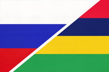 Rusya ya da Rusya Federasyonu, Mauritius Cumhuriyeti 'ne karşı tekstil bayrağının sembolü. Asya ve Afrika ülkeleri arasındaki ilişki, ortaklık ve şampiyonluk.