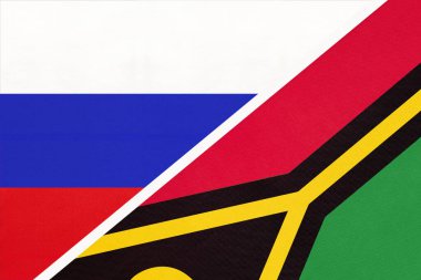 Rusya ya da Rusya Federasyonu, Vanuatu Cumhuriyeti 'ne karşı tekstil bayrağının sembolü. Asya ve Okyanus ülkeleri arasındaki ilişki, ortaklık ve şampiyonluk.