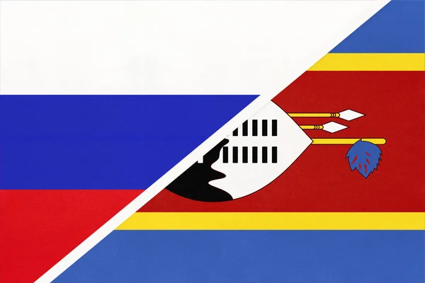 Rusko Nebo Ruská Federace Království Eswatini Symbol Dvou Národních Vlajek — Stock fotografie