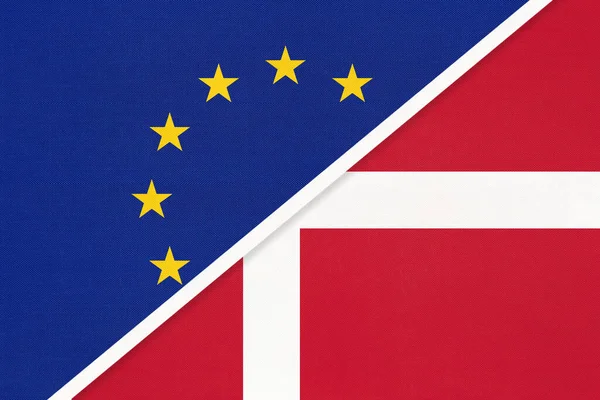 Evropská Unie Nebo Dánské Království Národní Vlajka Textilu Symbol Přidružení — Stock fotografie