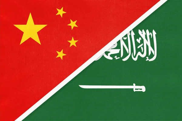 Китайська Народна Республіка Або Кнр Проти Національного Прапора Саудівської Аравії — стокове фото