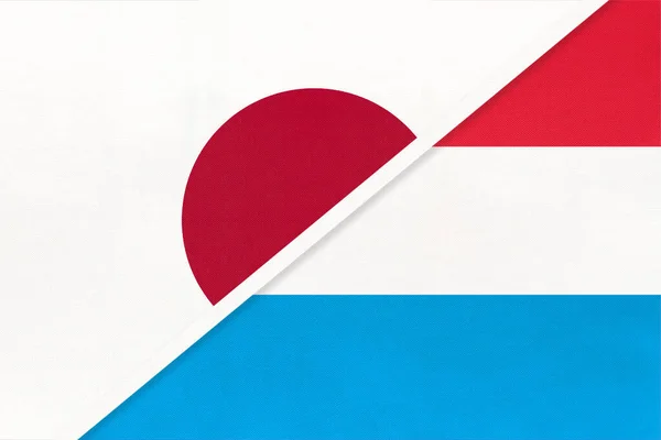 Japan Gegen Großherzogtum Luxemburg Symbol Zweier Nationalflaggen Aus Textil Beziehungen — Stockfoto